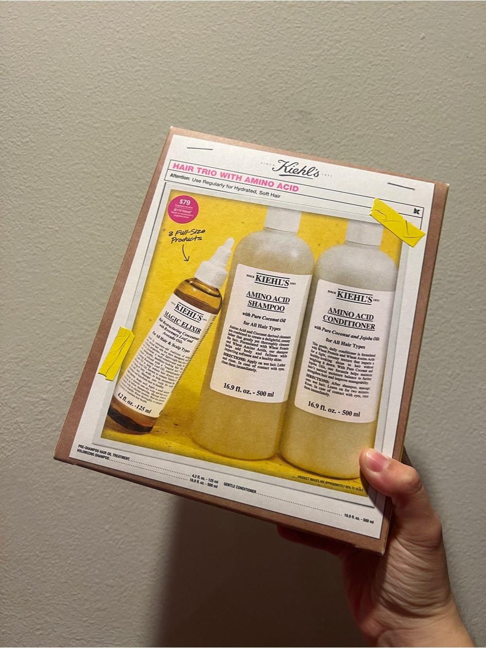 NIB Kiehls 3-Pc Jumbo Size Hair Trio with Amino Acid Gift Set, $119 Value